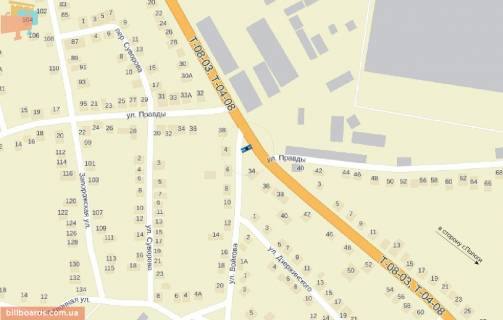 Билборд B в Орехове, 3х6  ул. Овчаренко / ул. Правды схема